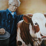 Boer Harm met koe, 