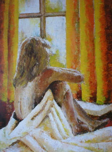 Achter het raam, 100 x 80 cm