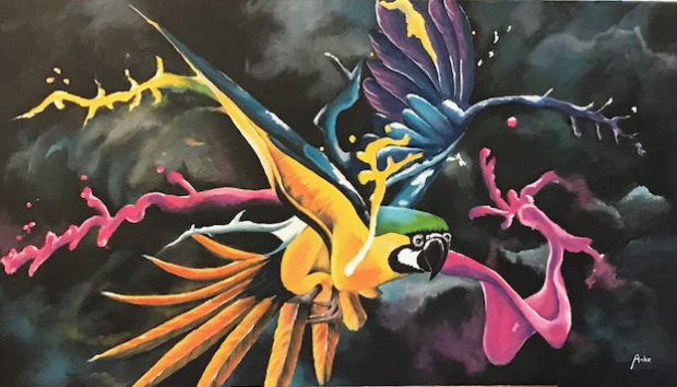 In vogelvlucht, 140 x 80 cm